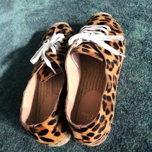 J Crew Animal Print Sneakers Calf Hair 8